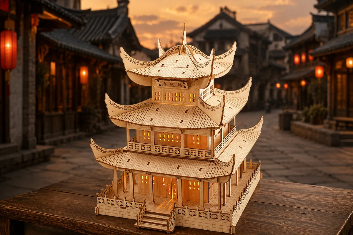 Maquette en bois - Pagode à 3 étages
