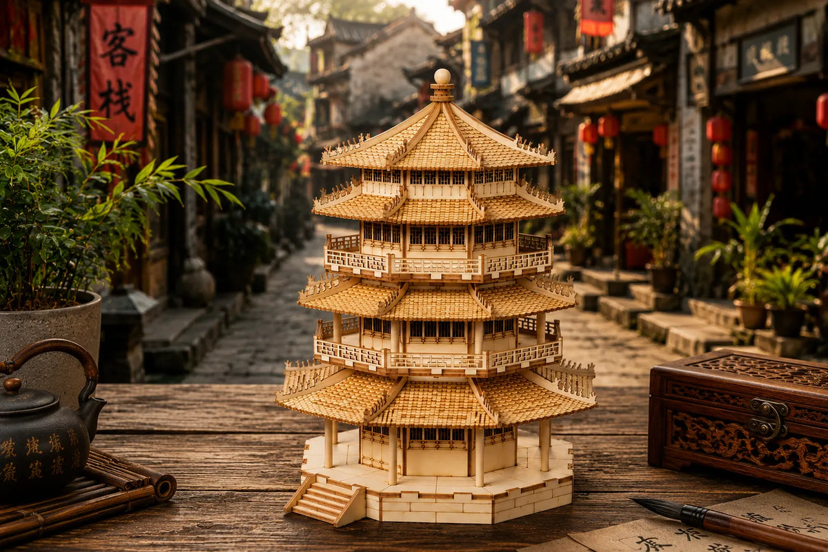 Maquette en bois - Pagode à 4 étages