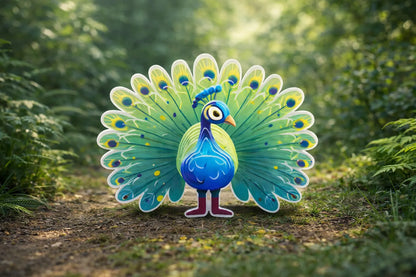 Maquette en bois - Paon coloré