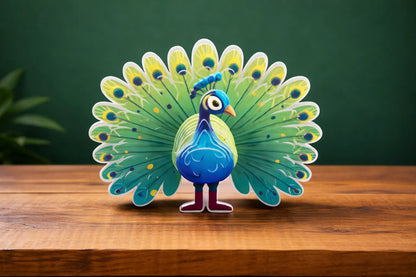 Maquette en bois - Paon coloré