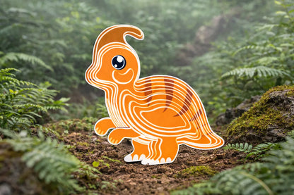 Maquette en bois - Parasaurolophus coloré