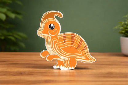 Maquette en bois - Parasaurolophus coloré