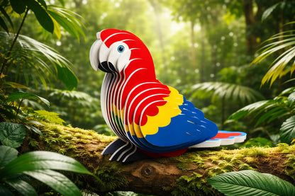 Maquette en bois - Perroquet coloré