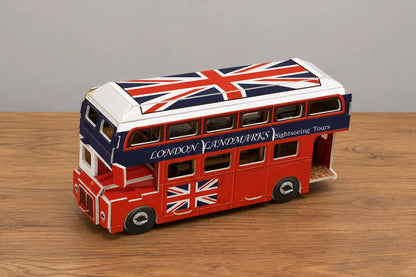 Maquette en bois - Petit bus londonien coloré