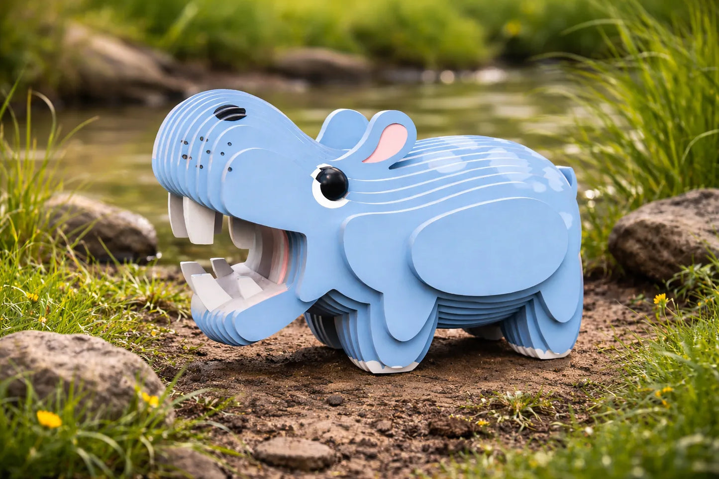 Maquette en bois - Petit hippopotame coloré