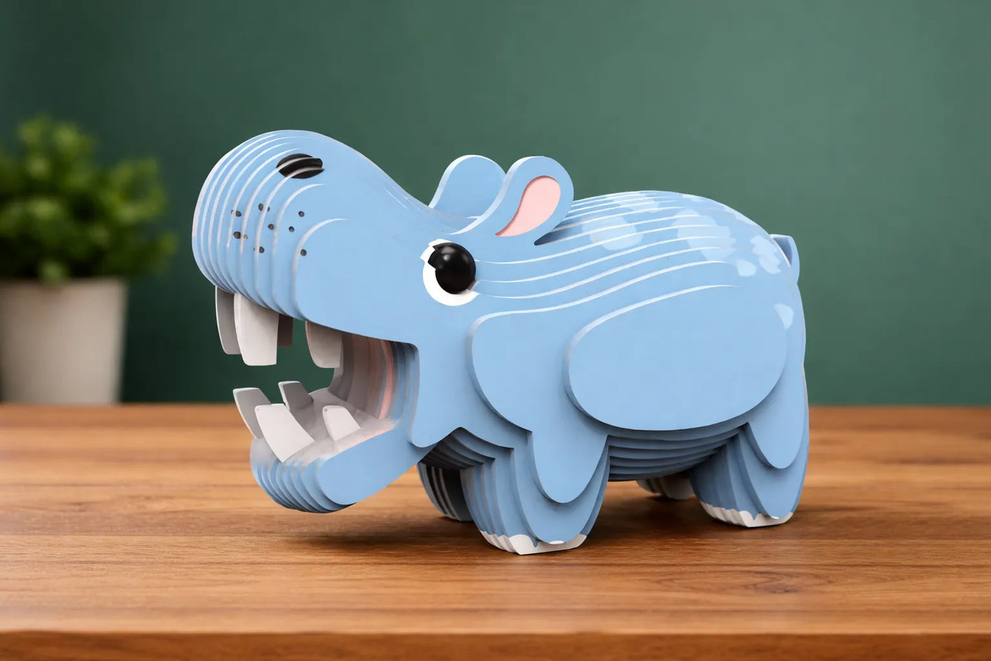 Maquette en bois - Petit hippopotame coloré