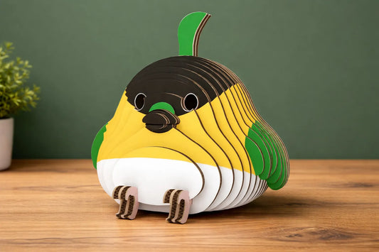 Maquette en bois - Petit oiseau jaune et vert