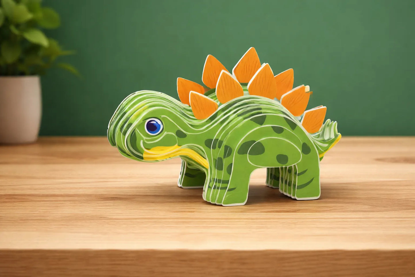 Maquette en bois - Petit stégosaures coloré orange