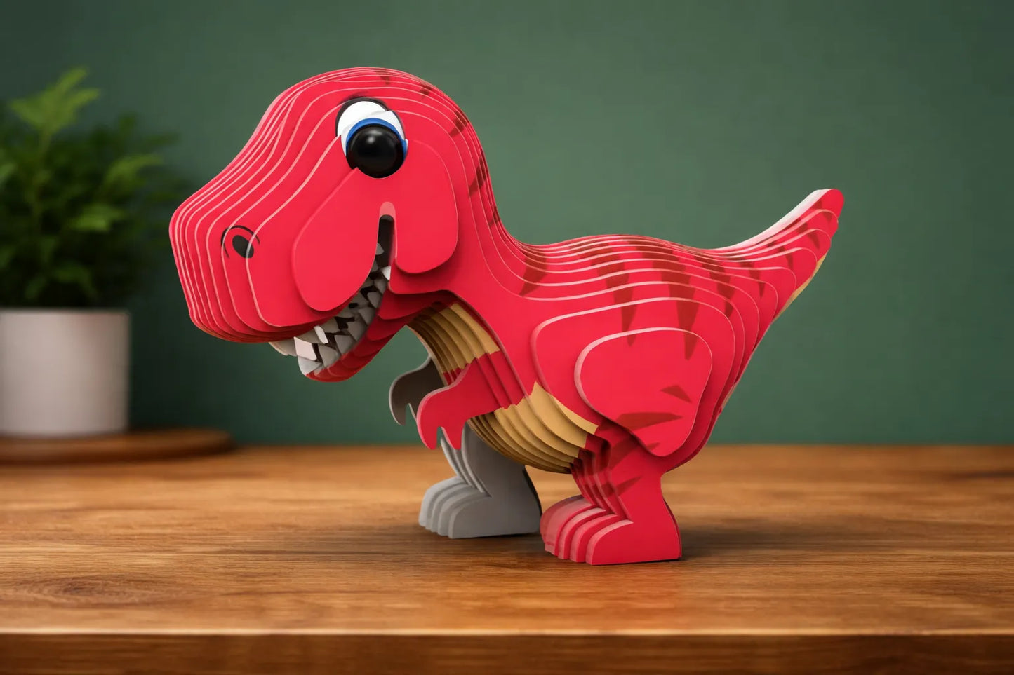 Maquette en bois - Petit tyrannosaure coloré