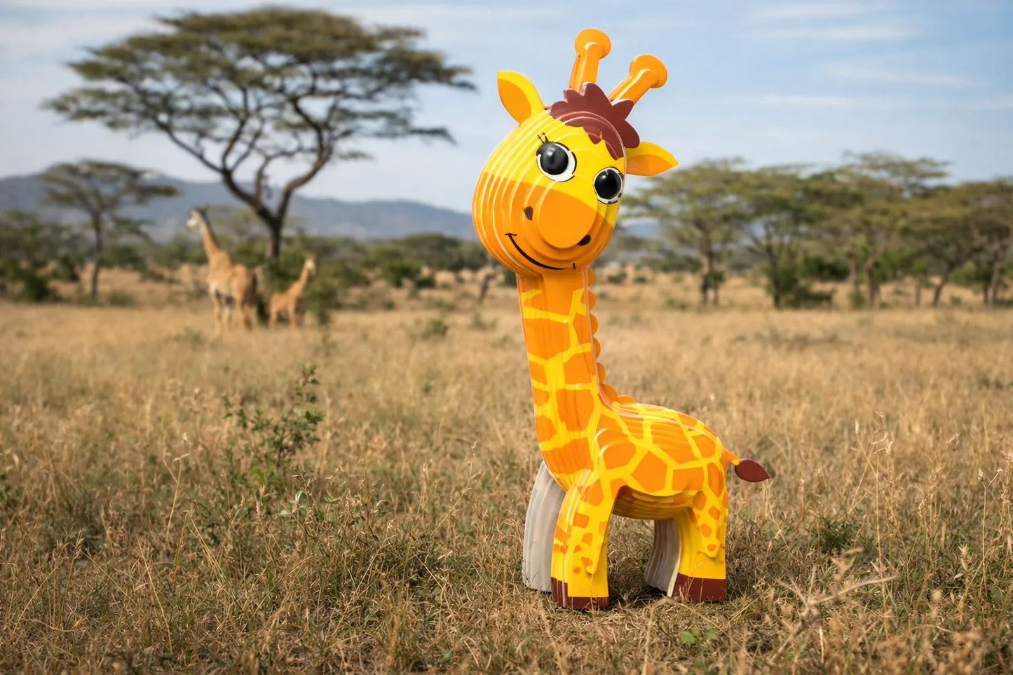 Maquette en bois - Petite girafe colorée