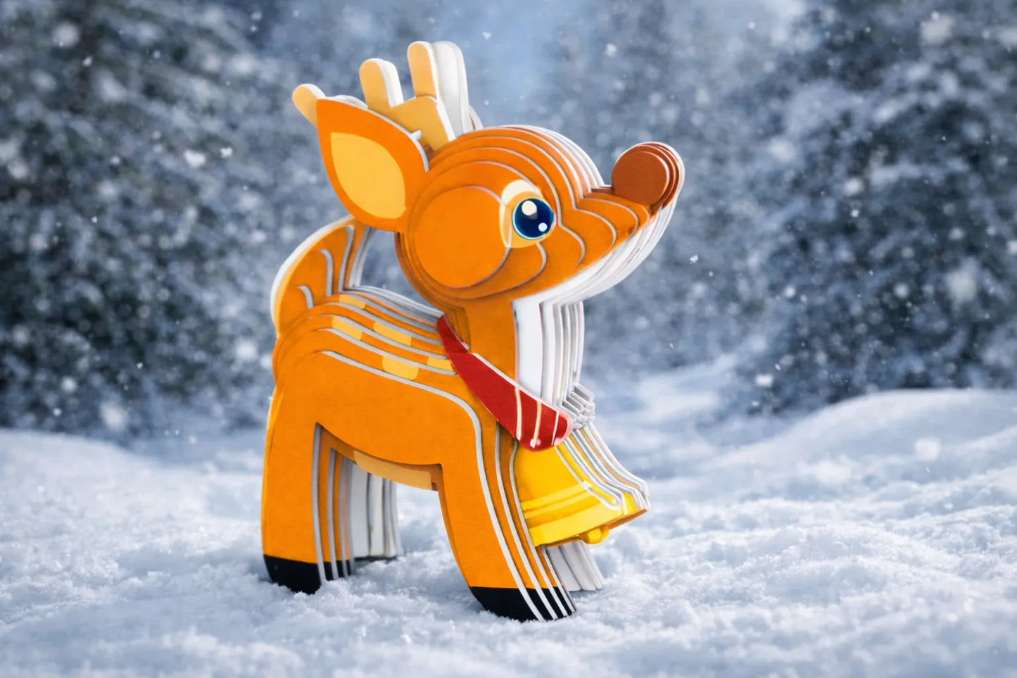 Maquette en bois - Renne de Noël coloré