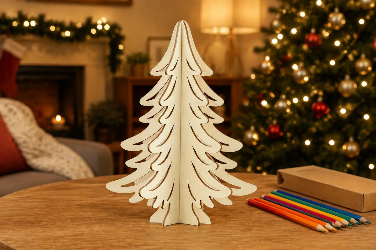 Maquette en bois - Sapin de Noël à colorer