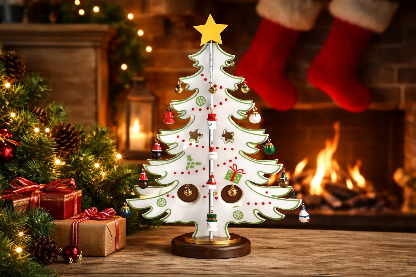 Maquette en bois - Sapin de Noël blanc 32cm