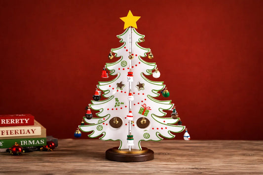 Maquette en bois - Sapin de Noël blanc 32cm