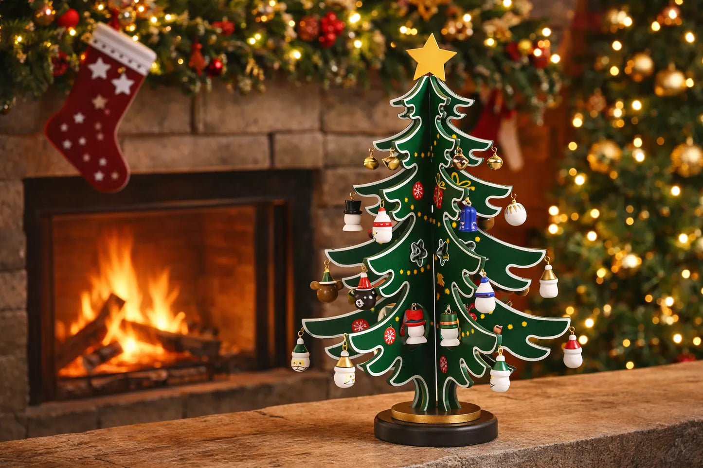 Maquette en bois - Sapin de Noël vert 28cm