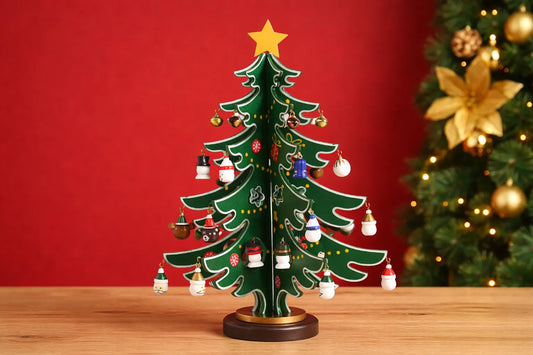 Maquette en bois - Sapin de Noël vert 28cm