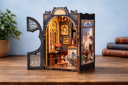 Maquette en bois - Serre-livres, bibliothèque de chat