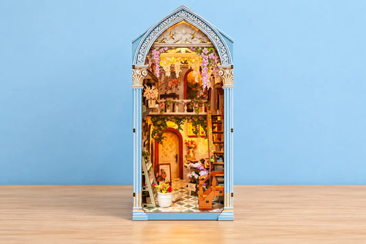Maquette en bois - Serre-livres, atelier fleuri