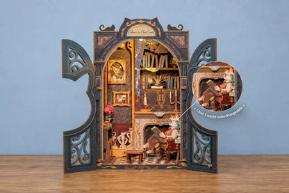 Maquette en bois - Serre-livres, bibliothèque de chat