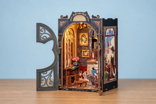 Maquette en bois - Serre-livres, bibliothèque de chat