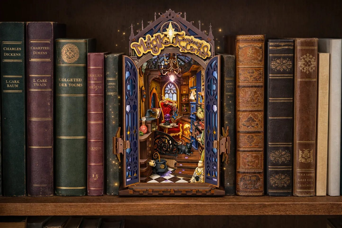 Maquette en bois - Serre-livres, boutique de magie