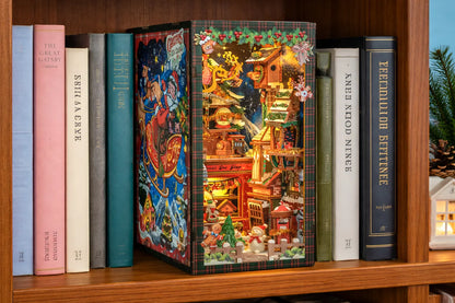 Maquette en bois - Serre-livres, boutique de Noël