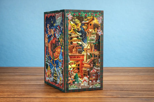 Maquette en bois - Serre-livres, boutique de Noël