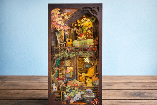 Maquette en bois - Serre-livres, chalet d'automne