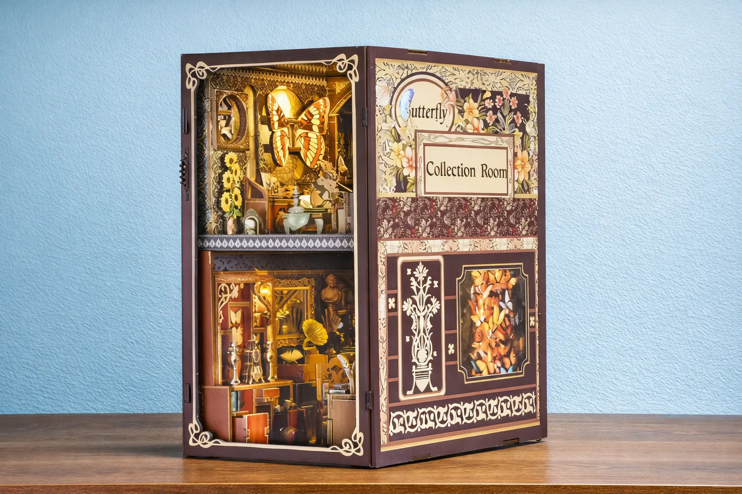 Maquette en bois - Serre-livres, collection de papillons