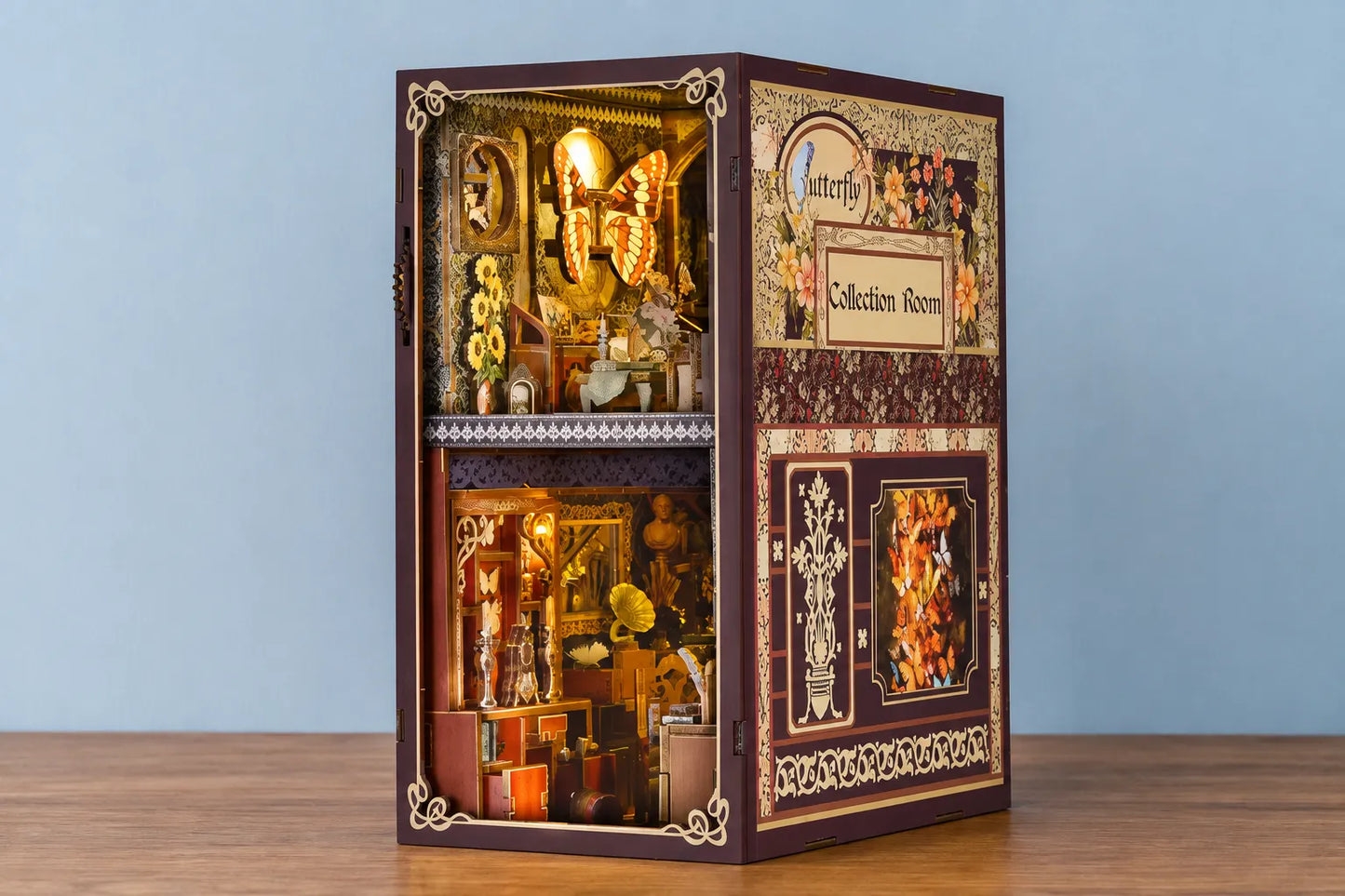 Maquette en bois - Serre-livres, collection de papillons
