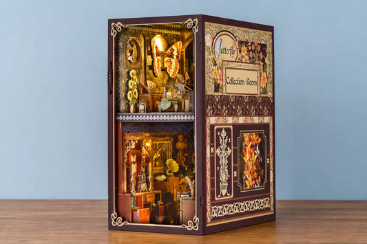 Maquette en bois - Serre-livres, collection de papillons