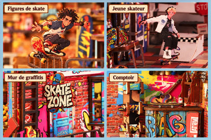 Maquette en bois - Serre-livres, l’univers du skate