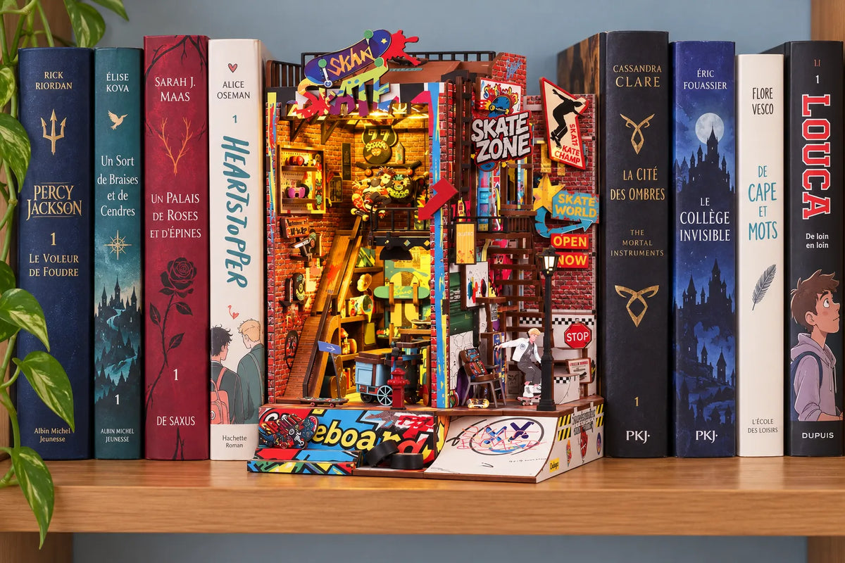 Maquette en bois - Serre-livres, l’univers du skate