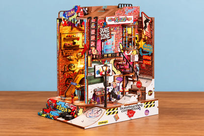 Maquette en bois - Serre-livres, l’univers du skate