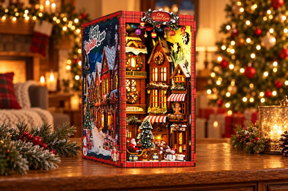 Maquette en bois - Serre-livres, la rue de Noël
