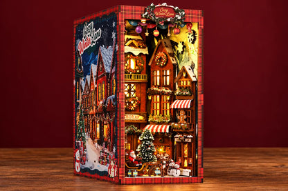 Maquette en bois - Serre-livres, la rue de Noël