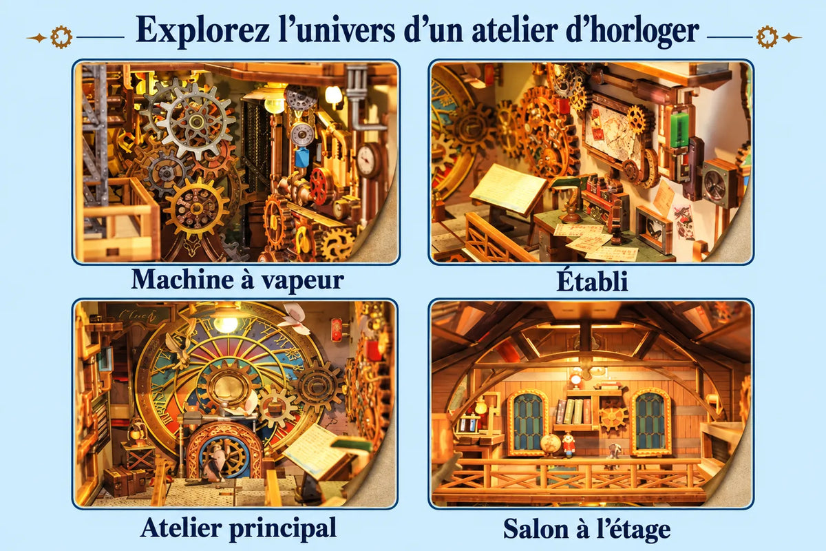 Maquette en bois - Serre-livres, la tour de l’horloge