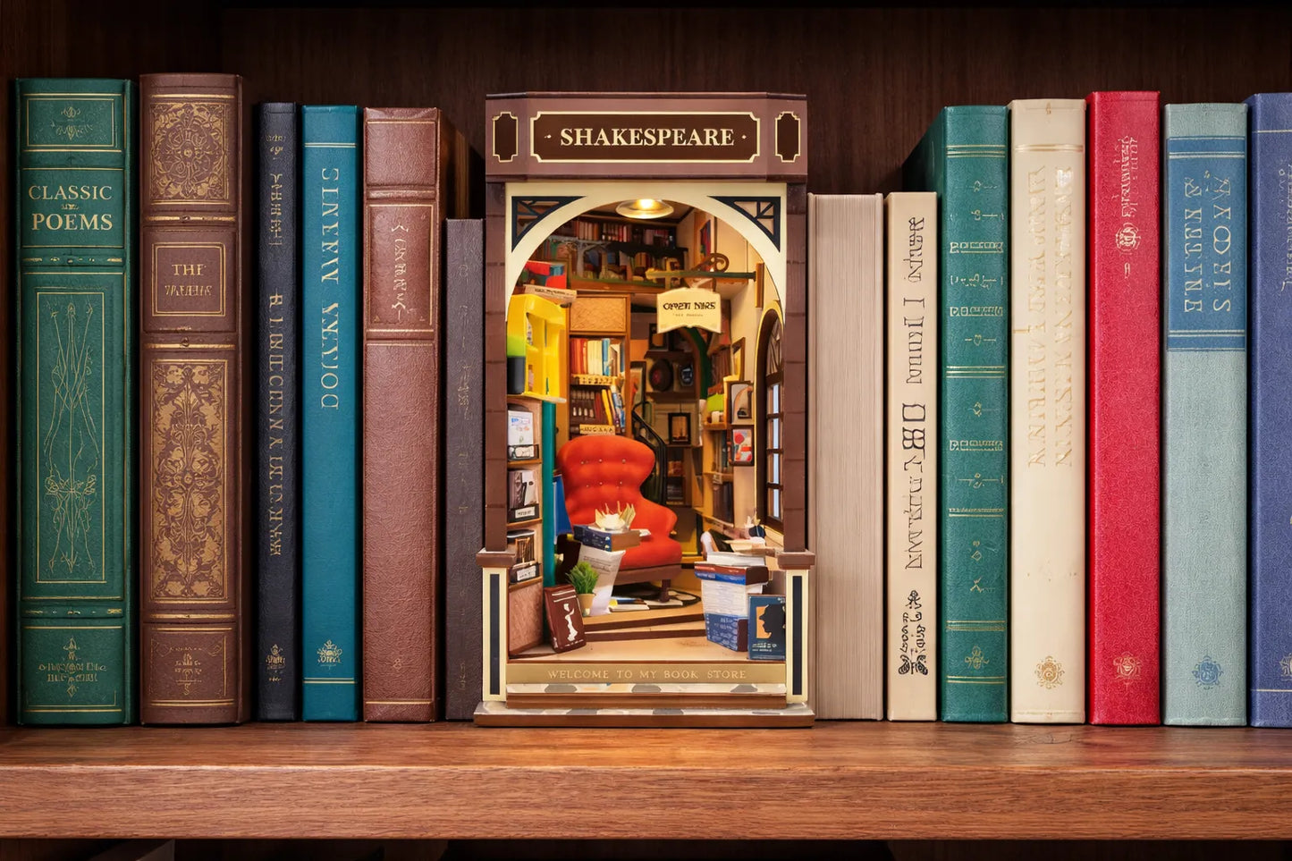 Maquette en bois - Serre-livres, librairie Shakespeare
