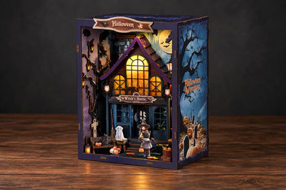 Maquette en bois - Serre-livres, maison de sorcière