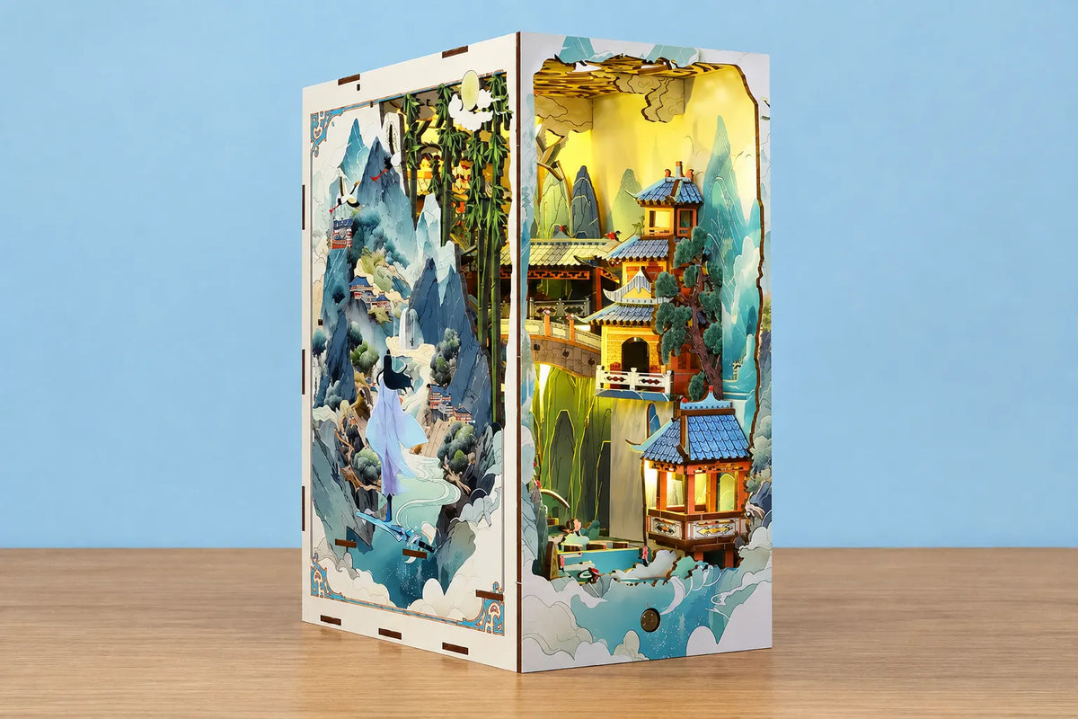 Maquette en bois - Serre-livres, montagne chinoise