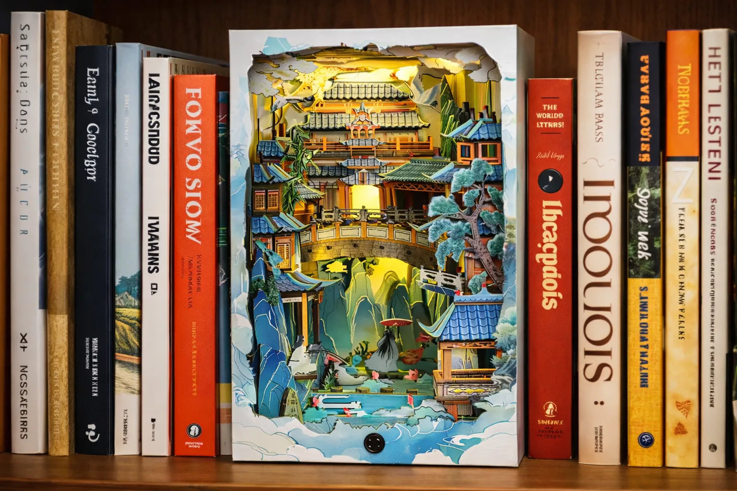 Maquette en bois - Serre-livres, montagne chinoise