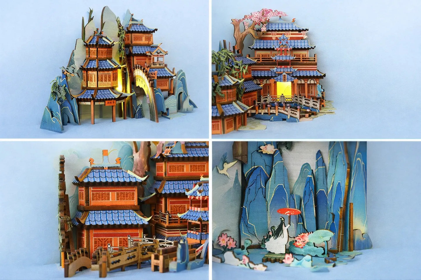 Maquette en bois - Serre-livres, montagne chinoise