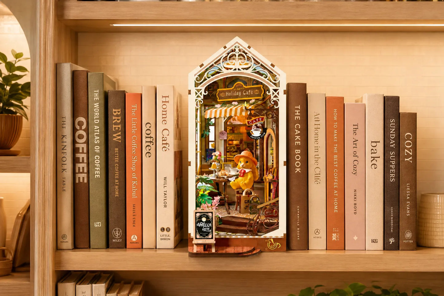 Maquette en bois - Serre-livres, petit café charmant