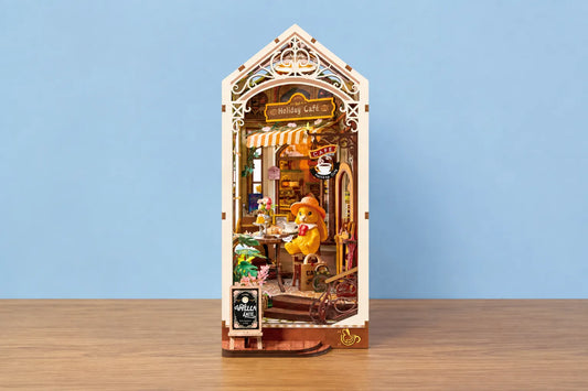 Maquette en bois - Serre-livres, petit café charmant