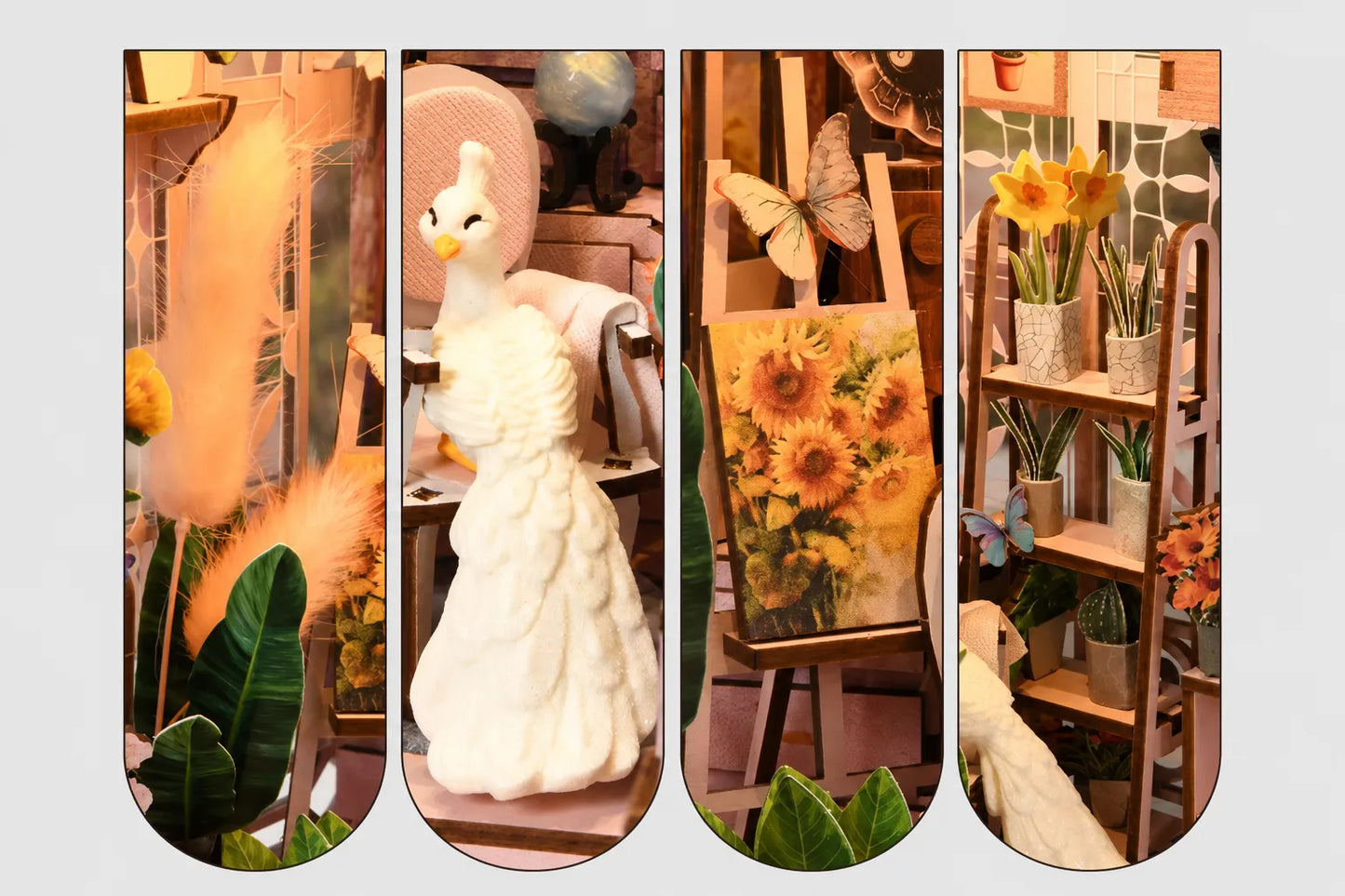 Maquette en bois - Serre-livres, petite serre rose