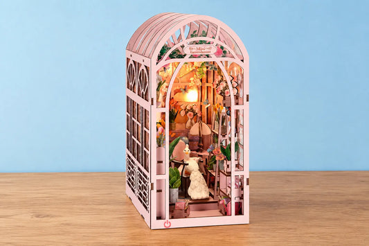 Maquette en bois - Serre-livres, petite serre rose