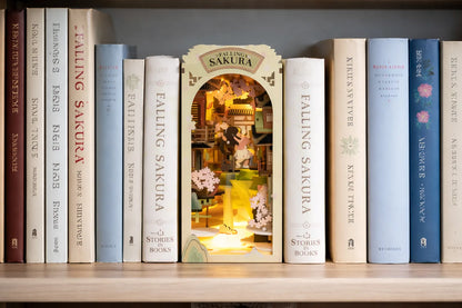 Maquette en bois - Serre-livres, rue des cerisiers en fleurs