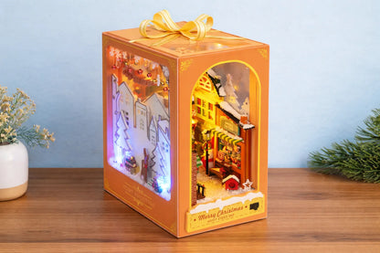 Maquette en bois - Serre-livres, ruelle à Noël