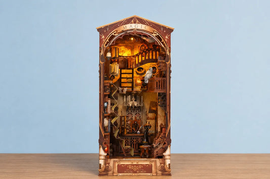 Maquette en bois - Serre-livres, salon de magicien