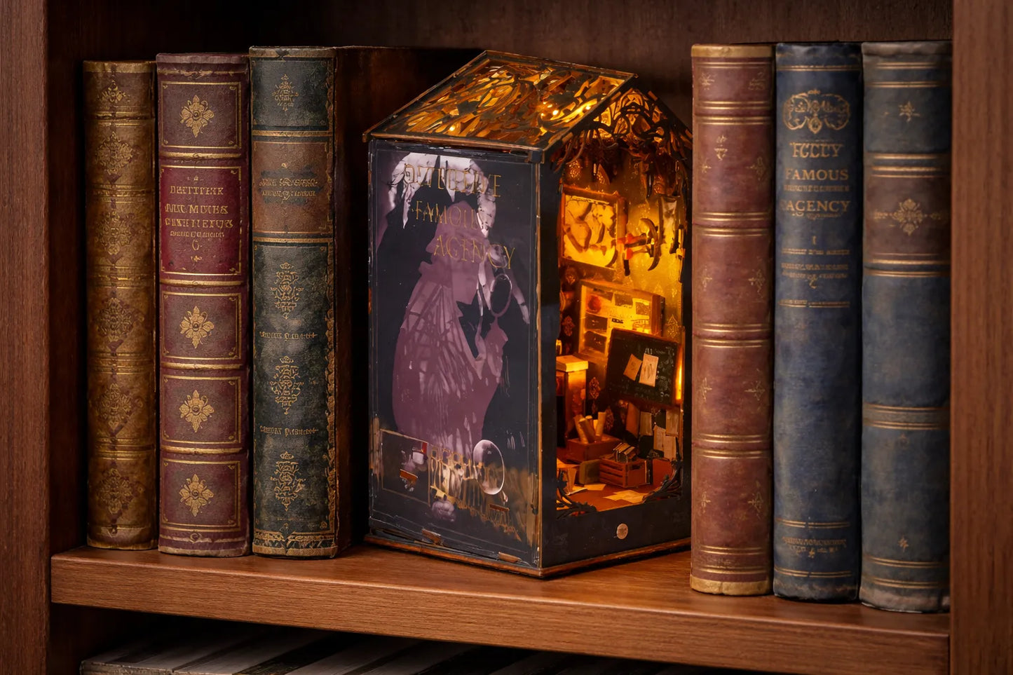 Maquette en bois - Serre-livres, salon de Sherlock Holmes